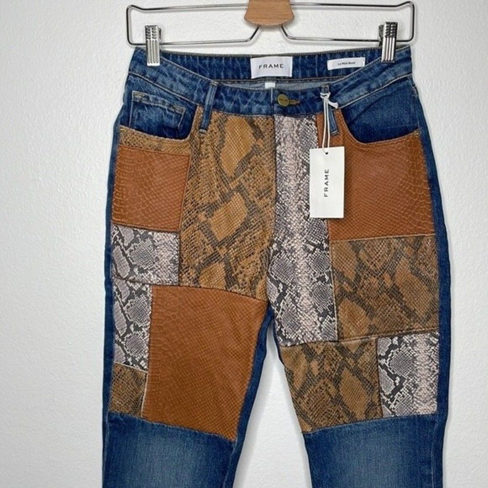 FRAME Le Mini Boot Patchwork Snake Skin Womens Si… - image 6